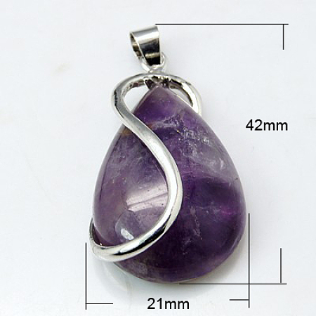 Natural Amethyst Gemstone Pendants G-H1577-4-1