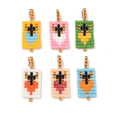 Glass Seed Beaded Pendants PALLOY-MZ00909-01-1