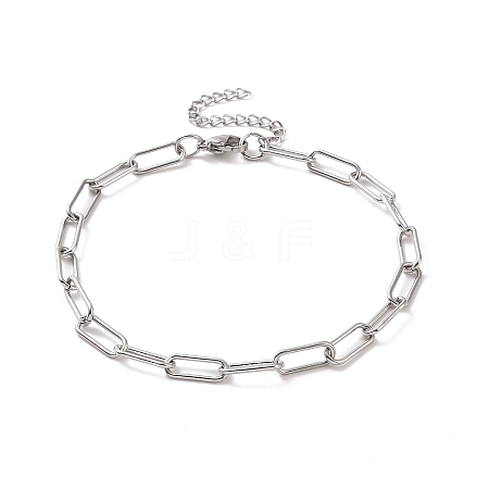 Tarnish Resistant 304 Stainless Steel Paperclip Chain Bracelet for Men Women BJEW-E031-03P-01-1