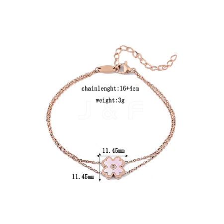 Four-leaf clover Stainless Steel Crystal Rhinestone Multi-Strand Cable Chain Bracelets for Women YE4385-1