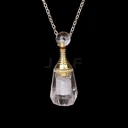 Natural Quartz Crystal Perfume Bottle Pendant Necklace PW-WG2A891-25-1