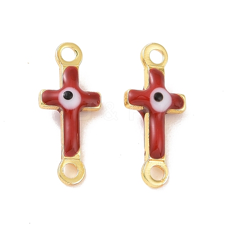 Brass Enamel Connector Charms KK-J302-08G-02-1