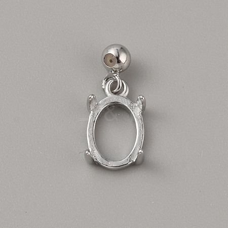 Rhodium Plated 925 Sterling Silver Pendant Cabochon Settings STER-WH0010-29-1