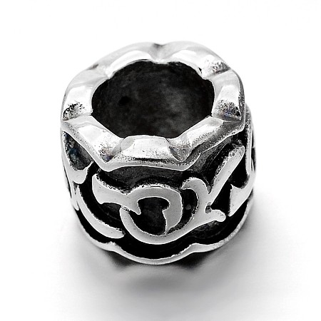 Retro 304 Stainless Steel Big Hole Column Beads STAS-E086-29AS-1