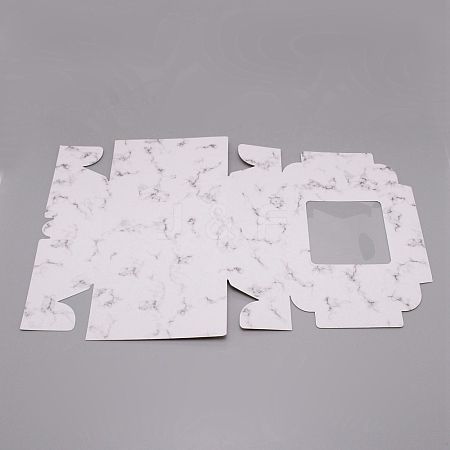 Rectangle with Marble Pattern Cardboard Fold Gift Box CON-WH0257-39-1
