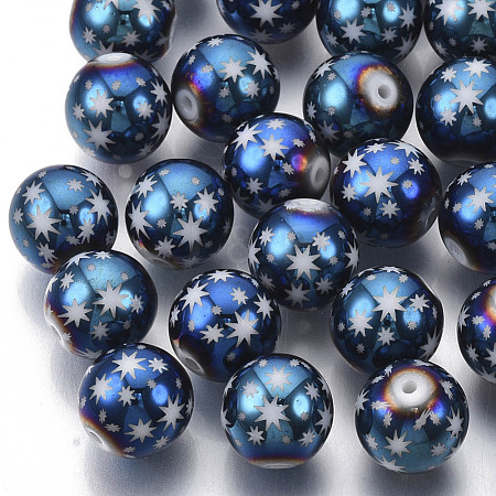 Christmas Electroplate Glass Beads EGLA-R113-07F-1