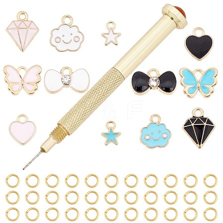 DIY 120Pcs Alloy Enamel Nail Art Dangle Charm Decoration Sets MRMJ-SC0001-06-1