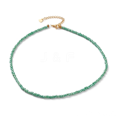 Round Glass Seed Beaded Necklaces NJEW-JN03207-02-1