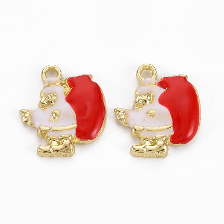 Rack Plating Light Gold Alloy Enamel Pendants ENAM-Q444-006-RS-1