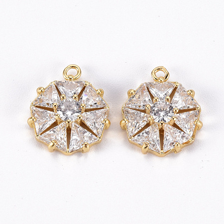 Brass Micro Pave Clear Cubic Zirconia Charms X-ZIRC-S068-033-NF-1