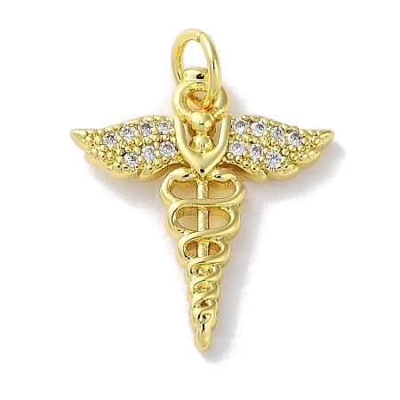 Rack Plating Brass Micro Pave Clear Cubic Zirconia Pendants KK-Z039-13G-1