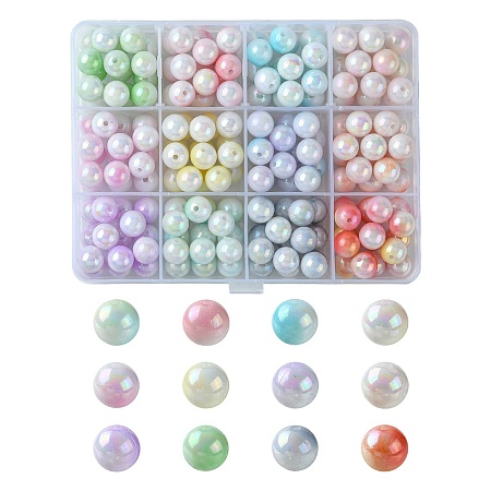 192Pcs 12 Colors Two Tone Opaque Acrylic Beads SACR-YW0001-64-1