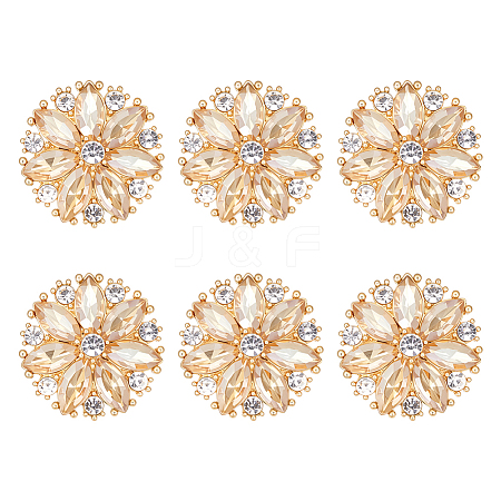 6Pcs 1-Hole Zinc Alloy Shank Buttons BUTT-PH0001-52G-02-1