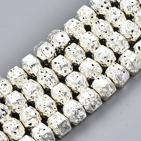 Electroplated Natural Lava Rock Beads Strands G-T114-64S-1