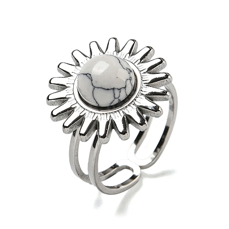 Sun 304 Stainless Steel Open Cuff Rings STAS-Z060-08P-05-1