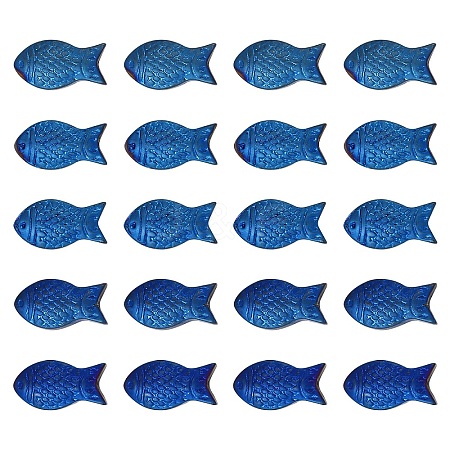 20Pcs Full Plated Frosted Electroplate Glass Fish Beads Strands EGLA-YW0001-68A-1