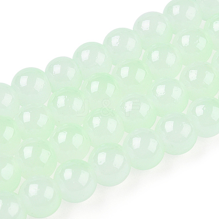 Baking Paint Imitation Jade Glass Round Bead Strands X1-DGLA-N003-6mm-08-1-1