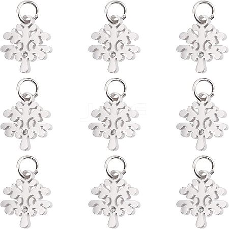 Unicraftale 10Pcs Eco-Friendly 316 Surgical Stainless Steel Micro Pave Clear Cubic Zirconia Charms RB-UN0001-05P-1