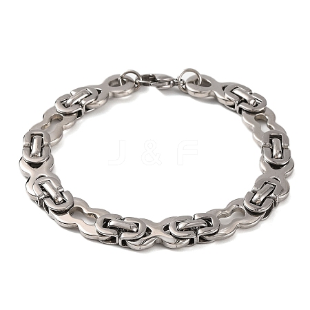 Tarnish Resistant 304 Stainless Steel Byzantine Chain Bracelets BJEW-B078-97P-1