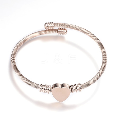 316 Surgical Stainless Steel Torque Bangles X-BJEW-D437-A37-RG-1
