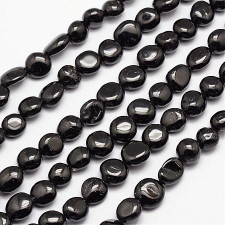 Natural Black Tourmaline Bead Strands G-L459-07-1