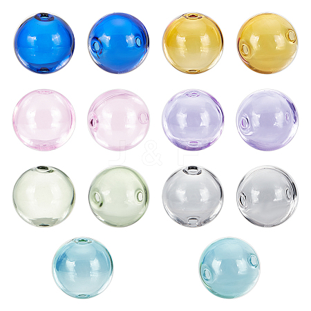  14Pcs 7 Colors Transparent Blow High Borosilicate Glass Globe Beads GLAA-NB0001-62-1