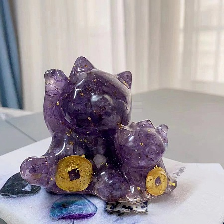 Gold Foil Resin Fortune Cat Display Decoration PW-WG49439-08-1