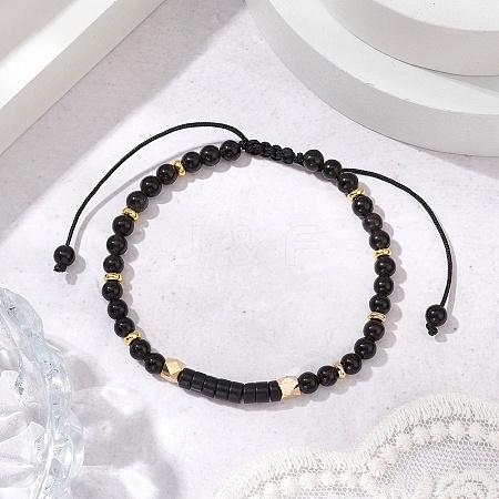 Natural Obsidian Braided Bead Bracelets BJEW-JB11241-05-1