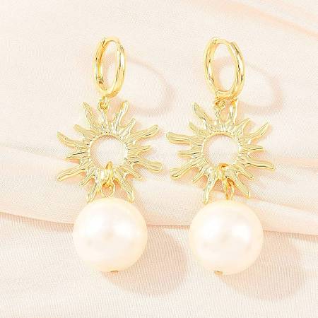 Sun Brass Hoop Earrings EJEW-Z164-13G-1