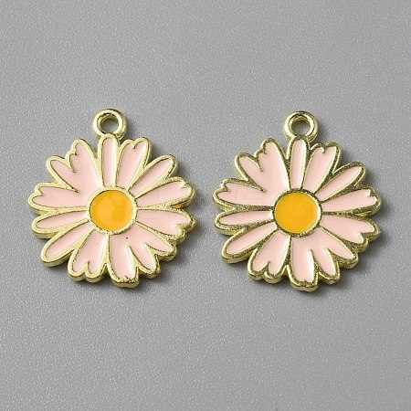 Light Gold Plated Alloy Enamel Pendants ENAM-WH0001-36LG-04-1