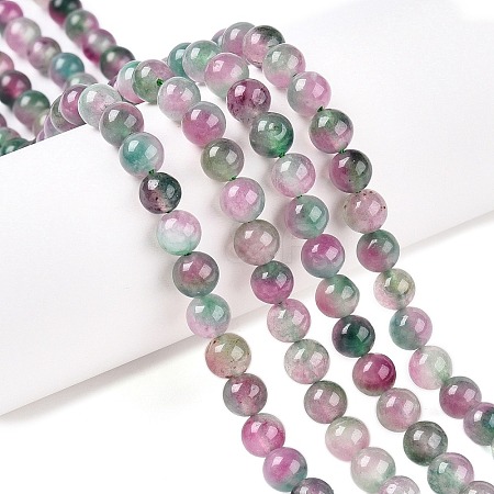 Dyed Natural White Jade Beads Strands G-T138-6mm-210-3-1