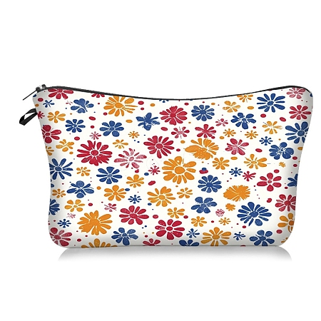 Flower Print Polyester Cosmetic Zipper Pouches PW-WG6318E-02-1