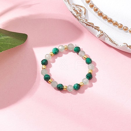 Natural Green Aventurine Beaded Stretch Rings RJEW-JR00867-03-1