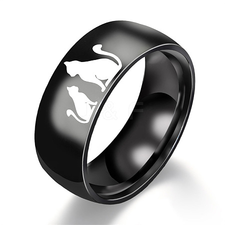 Cat Shape Pattern 201 Stainless Steel Finger Rings FS-WG30D97-08-1