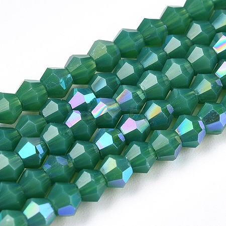 Opaque Solid Color Electroplate Glass Beads Strands EGLA-A039-P2mm-L07-1