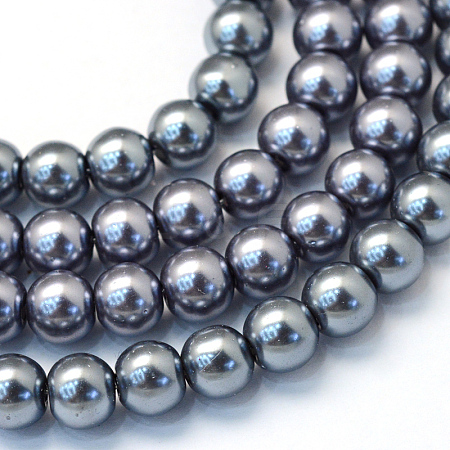 Baking Painted Pearlized Glass Pearl Round Bead Strands X-HY-Q003-10mm-12-1