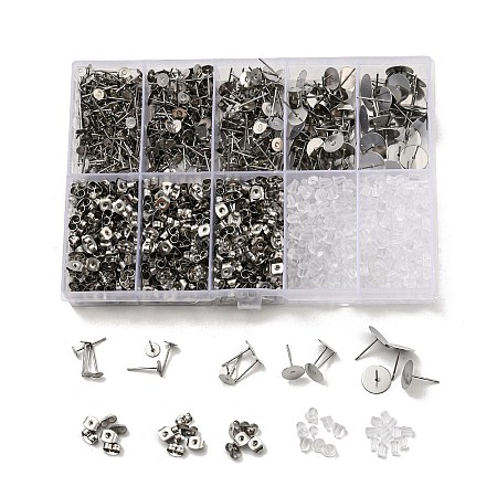 Non-Tarnish 304 Stainless Steel Earring Needle with 201 Stainless Steel Earring Nuts AJEW-Z040-01P-1