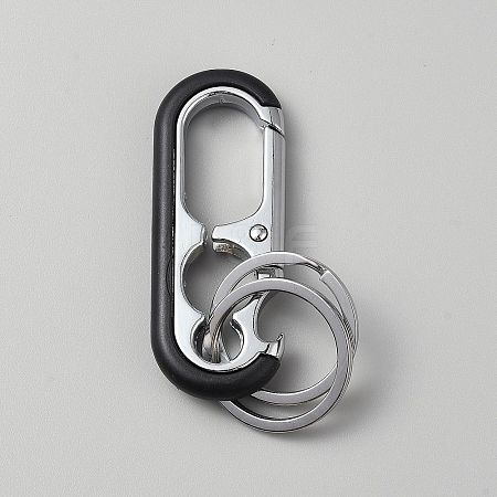 Oval Alloy Keychain Clasps with Double Rings FIND-YWC0011-02A-1
