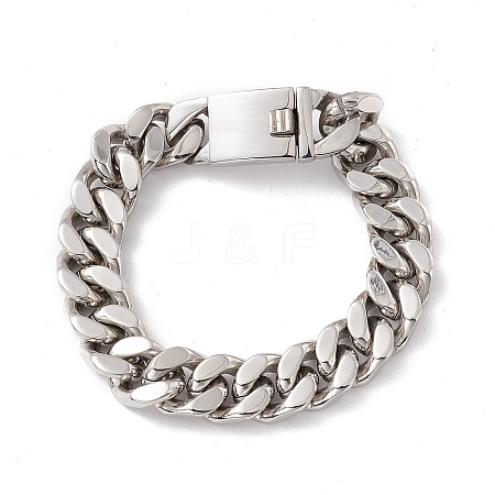 Non-Tarnish 304 Stainless Steel Curb Chains Bracelet for Women BJEW-E107-10P-1