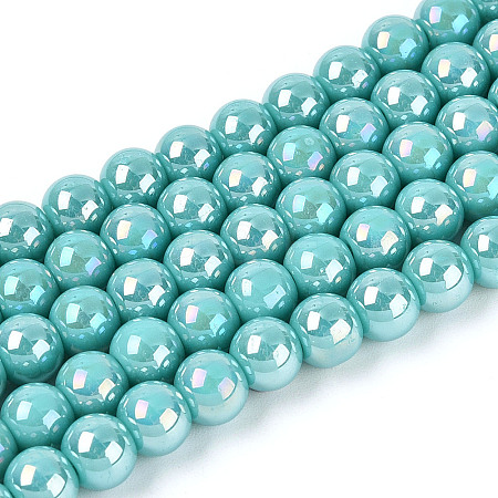 Electroplate Opaque Glass Beads Strands GLAA-T032-P6mm-AB24-1