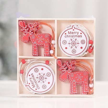 Christmas Wooden Box Set Pendant Decoration XMAS-PW0001-163E-1