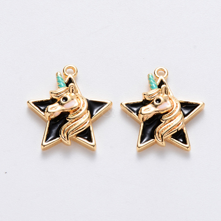 Brass Enamel Pendants KK-T049-024G-02-NF-1