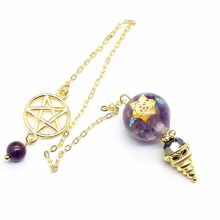 Natural Amethyst Dowsing Pendulum Big Pendants PW-WGEE70D-05-1