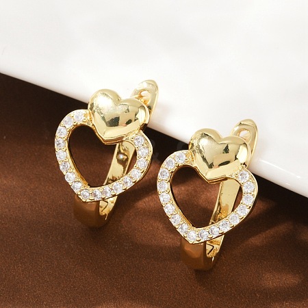 Brass Micro Pave Clear Cubic Zirconia Clip-on Earrings EJEW-F895-22B-G-1