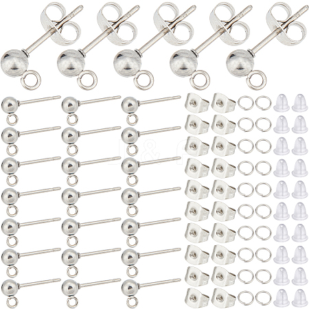 SOFPLATE 150Pcs 202 Stainless Steel Ball Stud Earring Findings STAS-SP0001-52B-P-1