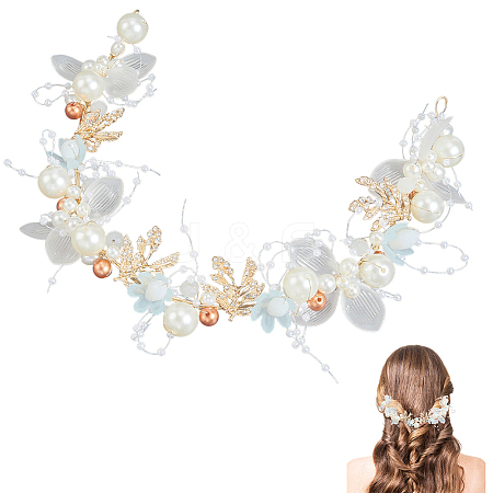 Alloy & Rhinestone & Resin Floral Hair Bands Embellishments for Women OHAR-WH20009-02A-1