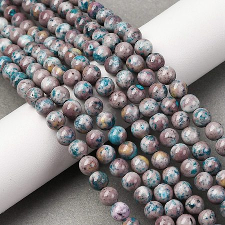 Natural Dyed Marble Beads Strands G-P593-6mm-07-1
