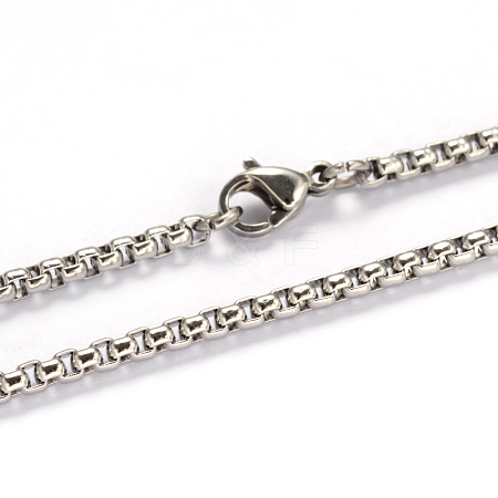 201 Stainless Steel Box Chains Necklaces NJEW-L416-02-2.5mm-1