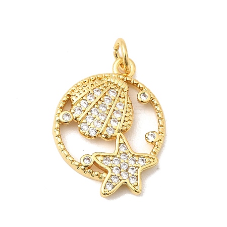 Brass Micro Pave Cubic Zirconia Pendants KK-P343-01E-G-1