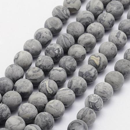 Natural Map Stone/Picasso Stone/Picasso Jasper Beads Strands G-F518-16-6mm-1